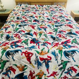 POTTERY BARN Kids MARVEL SUPER HERO Twin Duvet Organic Cotton Crisp White COMICS